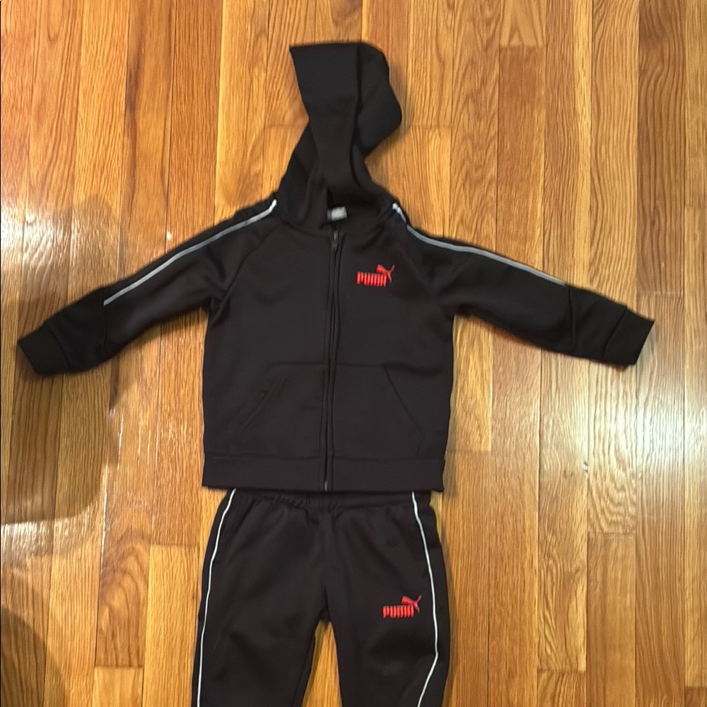 Puma Black Tracksuit with Red Logo